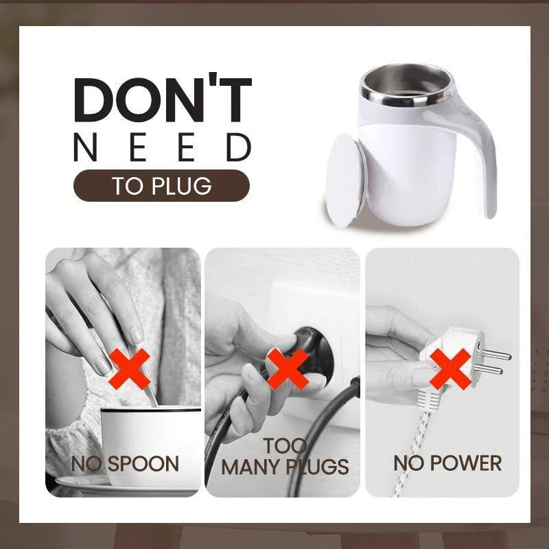 Electric Magnetic Stirring Coffee Mug, Electric Mixing Mug, Automatic Funny Self Mixing Cup, Stainless Steel Travel Cup for Chocolate, Milk, Tea, Office, Home, Kitchen, 12 oz/350ml, White Visit the ENCHANTNESS Store